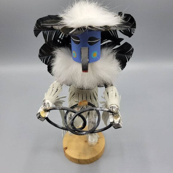 Kachina Doll 9" Hoop Dancer Navajo Hopi Feathers Native American Art Signed - Picture 13 of 14